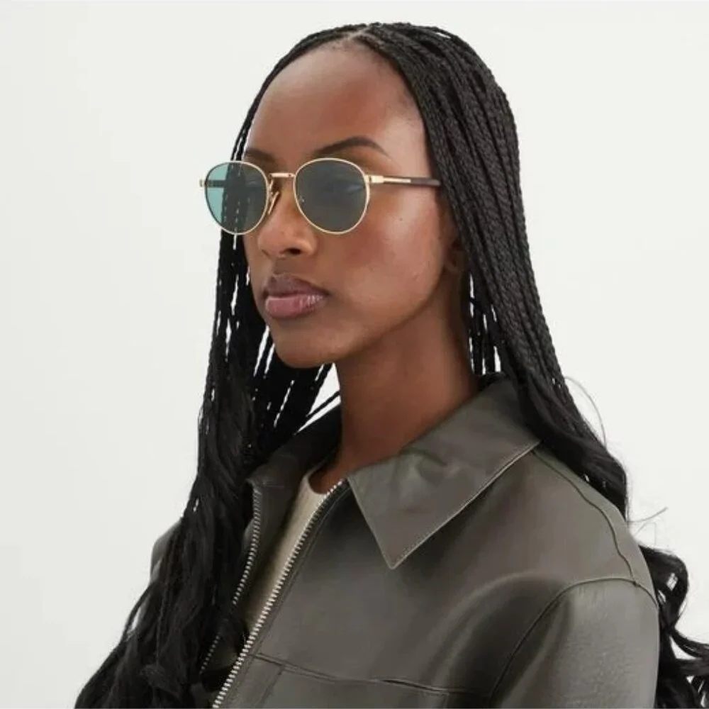 Prada PRB51S Sunglasses – Gold Round Frame Lago Lenses | Model 5AK40K